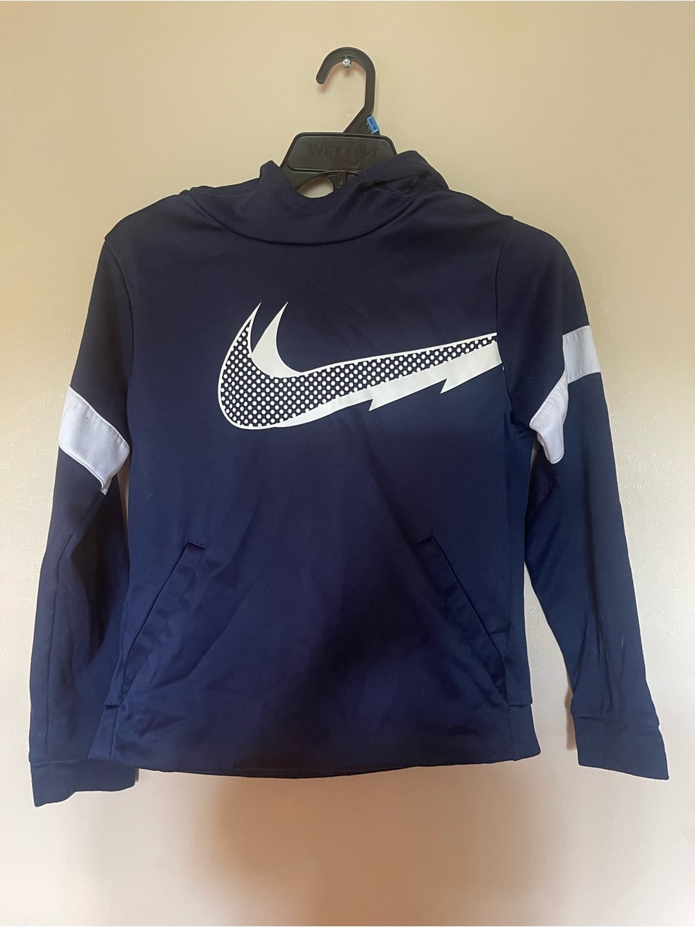 Nike Kids Navy Blue Hoodie with White Swoosh